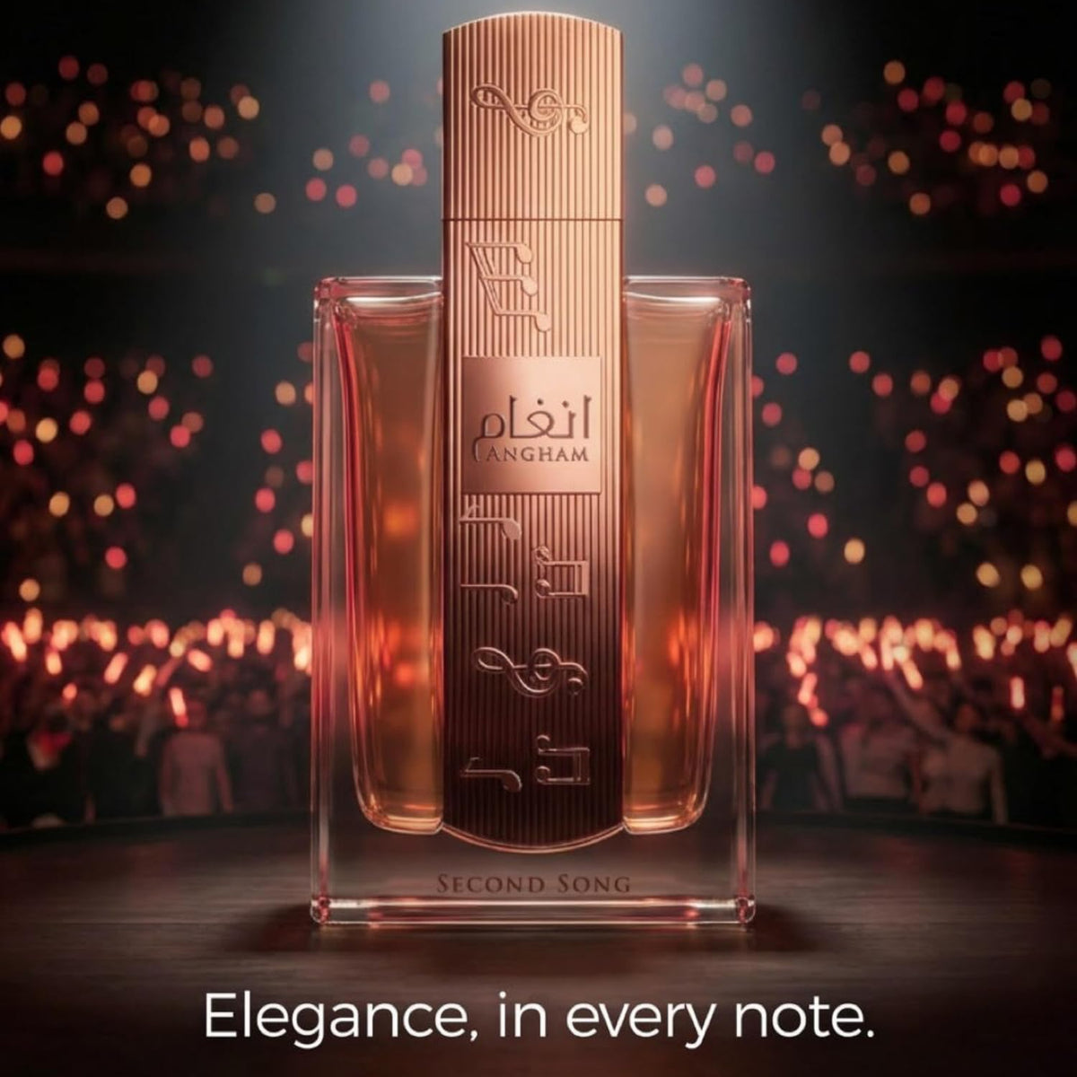 Vue du flacon d'Eau de Parfum Lattafa Angham Second Song avec son packaging