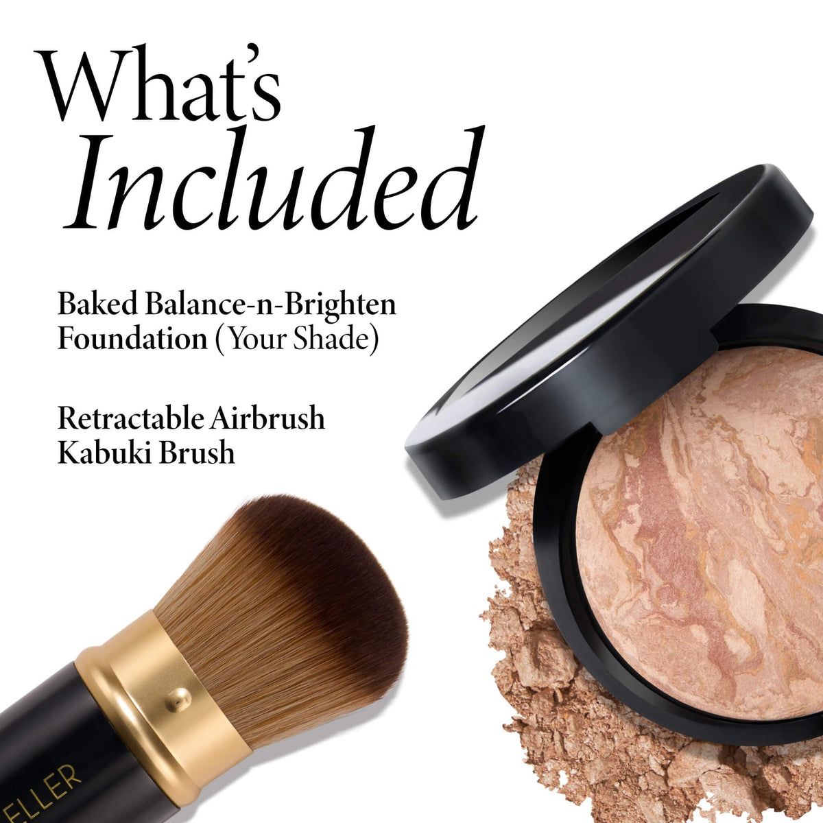 Vue du fond de teint Baked Balance-N-Brighten Sand avec emballage