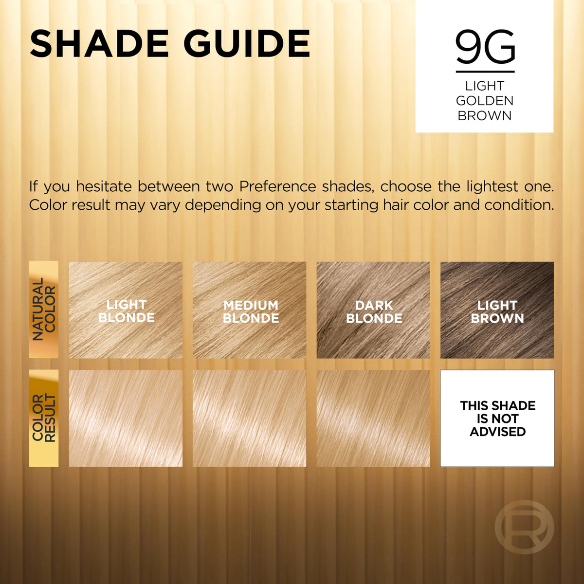 Vue du Gel Colorant L'Oreal Paris 9G Blonde Doré Clair dans le kit