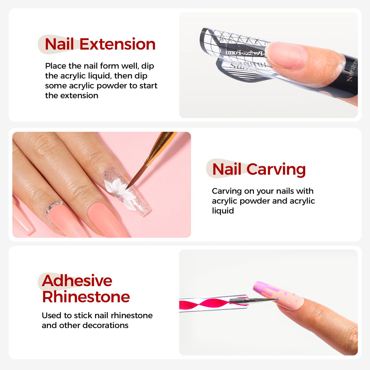 Vue du kit d'ongles acryliques VANSISOS dans son emballage