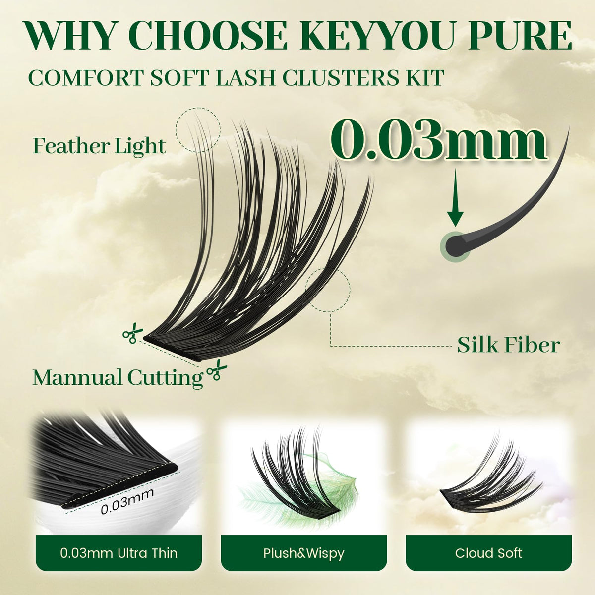 Vue du kit de cils KEYYOU avec tous les accessoires