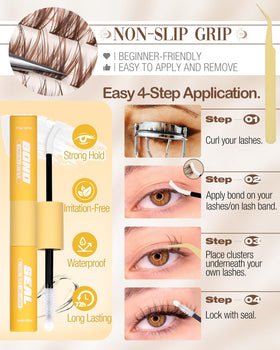 Vue du kit de cils Mavphnee avec pack et accessoires