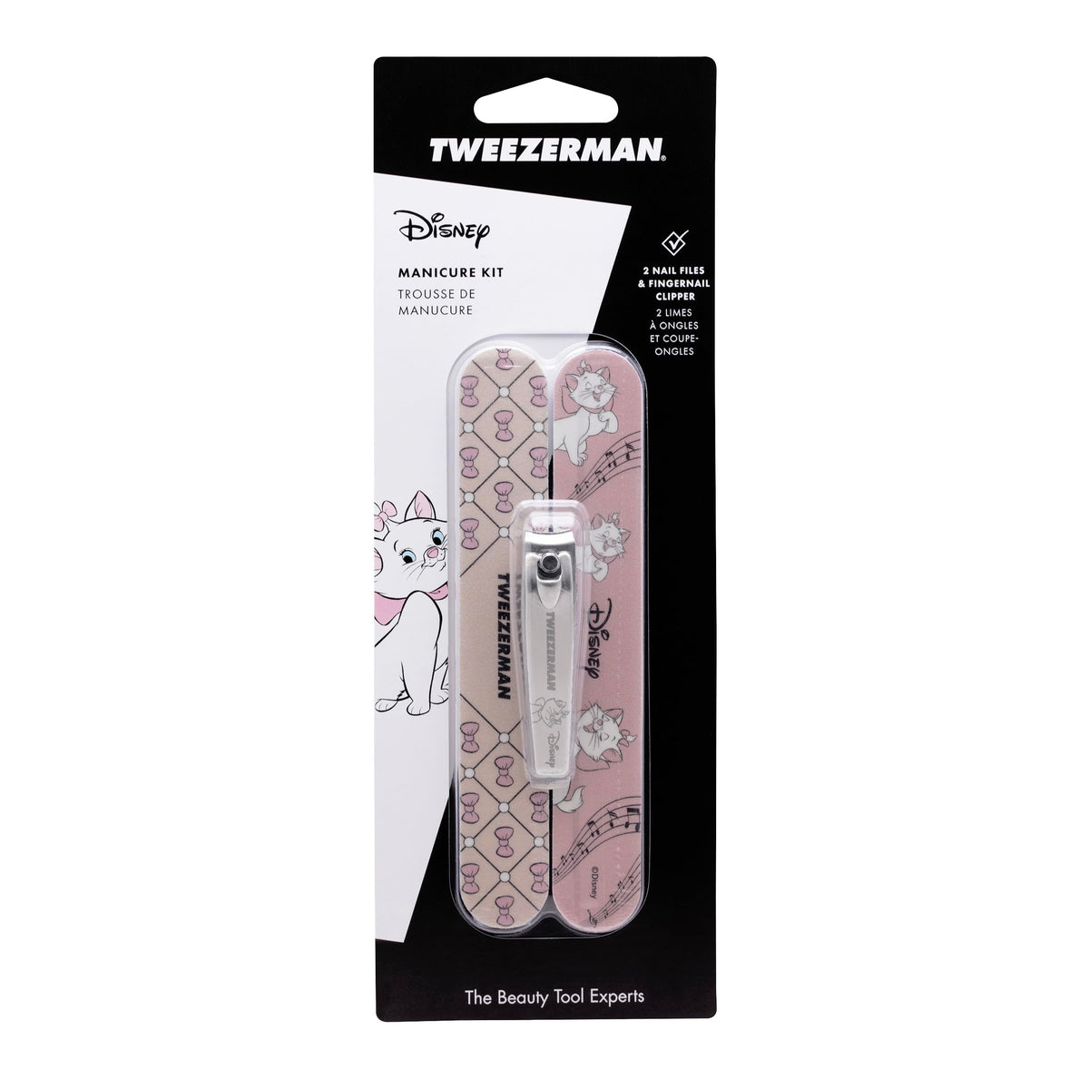 Vue du kit de manucure Tweezerman avec accessoires, packaging