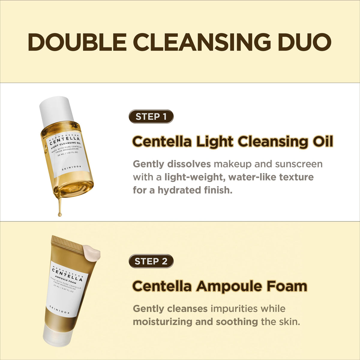 Vue du nettoyant huileux du SKIN1004 Centella Travel Kit