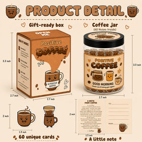 Vue du Pot de Café Positif avec une carte d'affirmation tirée