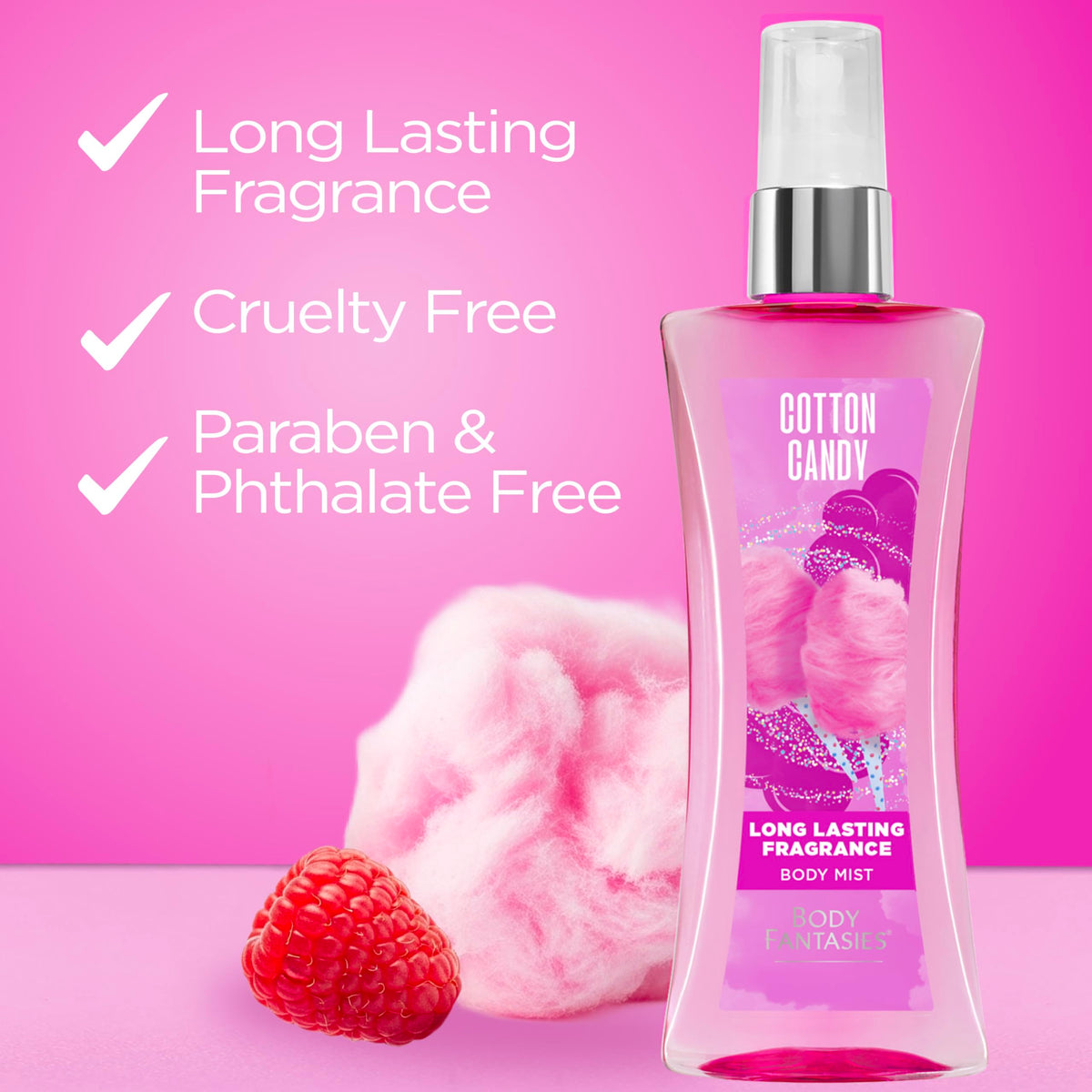 Vue latérale de Body Fantasies Brume Parfumée Coton Sucré