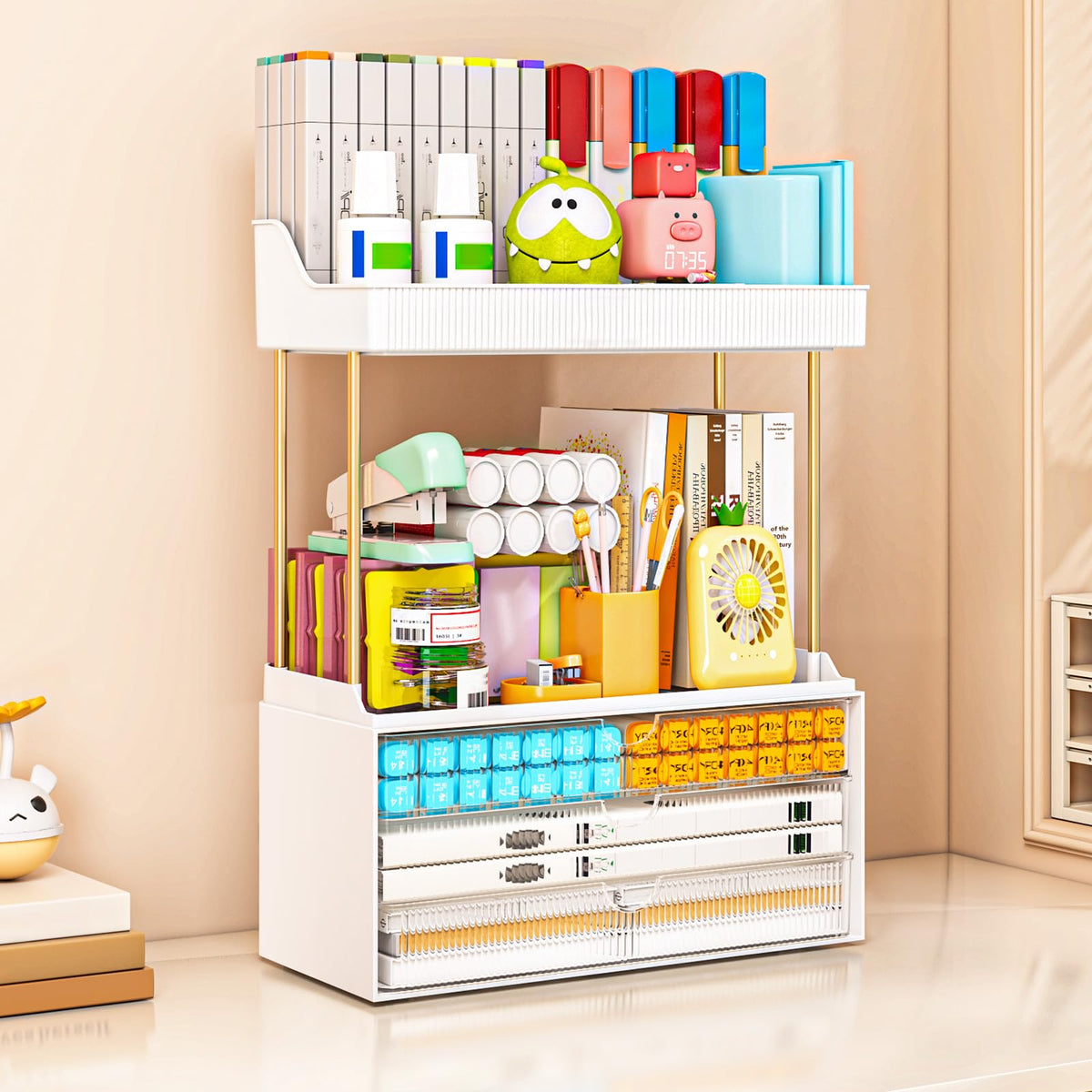 Vue latérale de l'organisateur de maquillage Caktraie