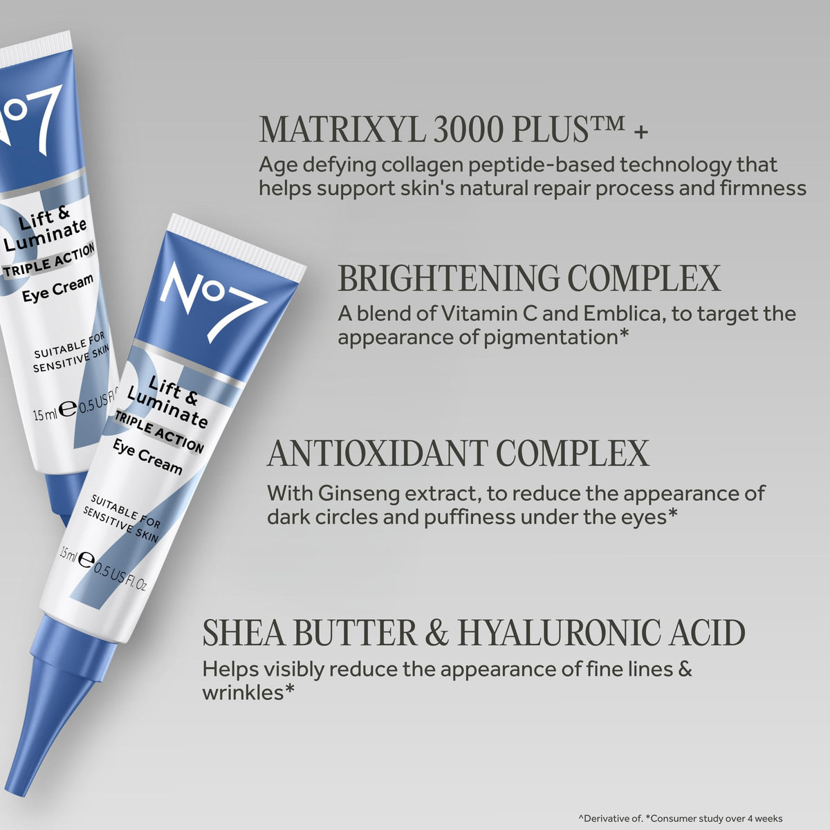 Vue latérale de la crème No7 Lift & Luminate 18g