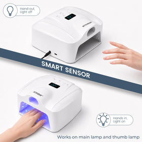 Vue latérale de la lampe à ongles Rosiour avec base amovible