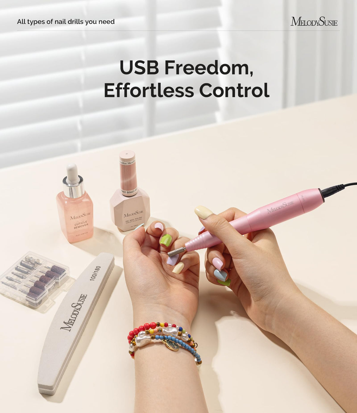 Vue latérale de la perceuse à ongles MelodySusie PC120I