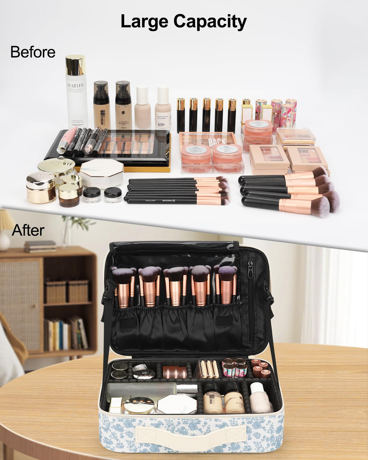 Vue latérale de la trousse de maquillage Relavel
