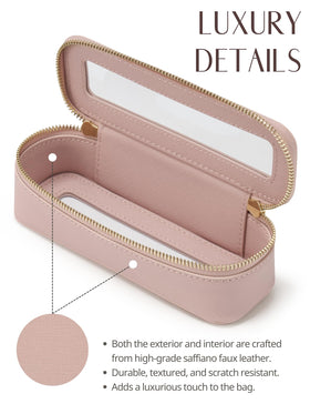 Vue latérale de la trousse de maquillage transparente Popvibe