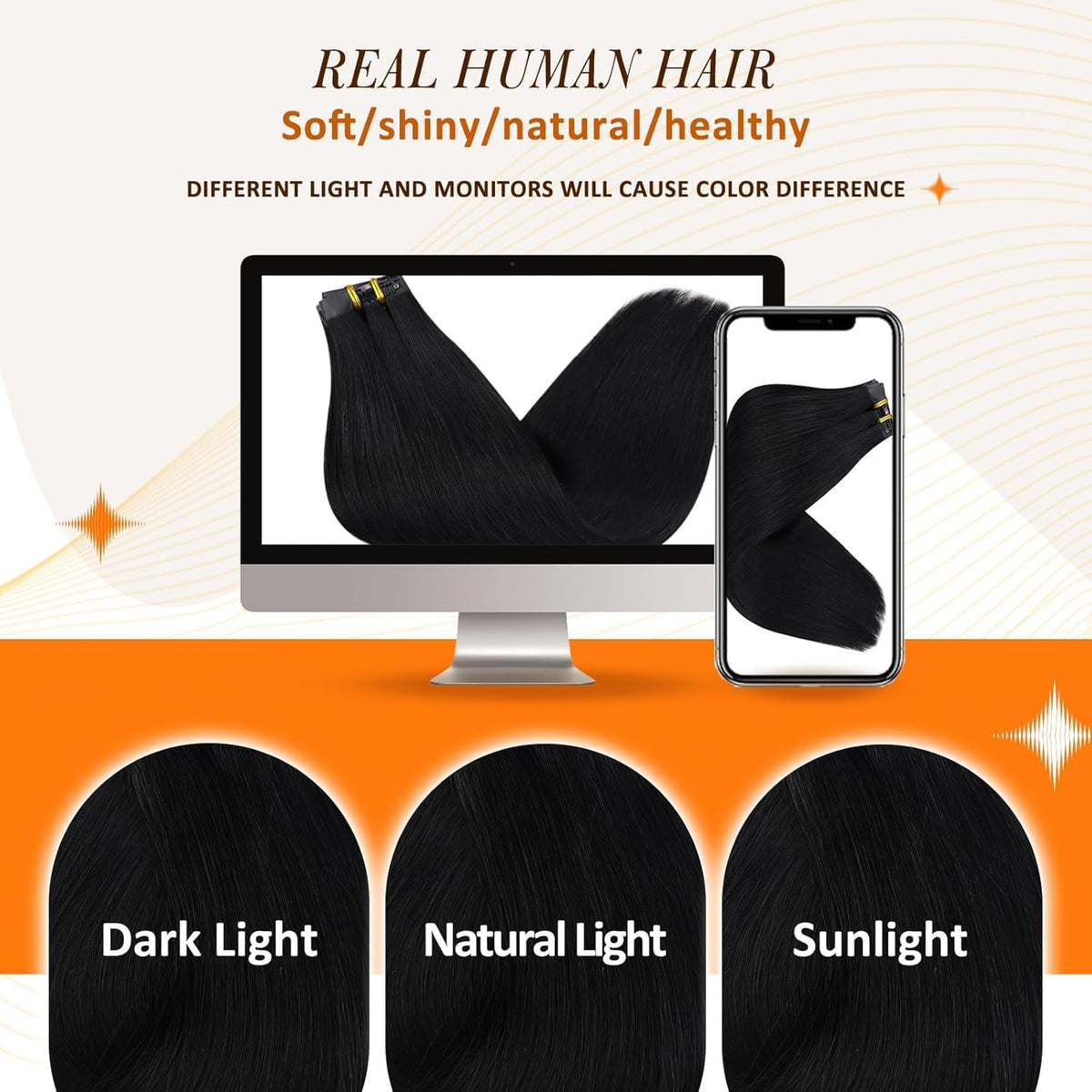 Vue latérale des extensions de cheveux Full Shine