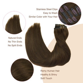 Vue latérale des extensions de cheveux GOO GOO en chocolat brun
