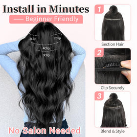 Vue latérale des extensions de cheveux KooKaStyle avec vagues naturelles