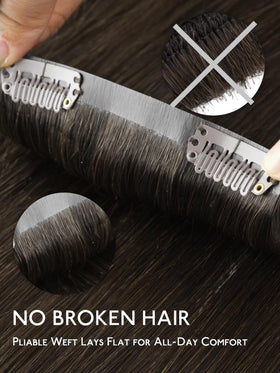 Vue latérale des extensions de cheveux Wennalife sur un support