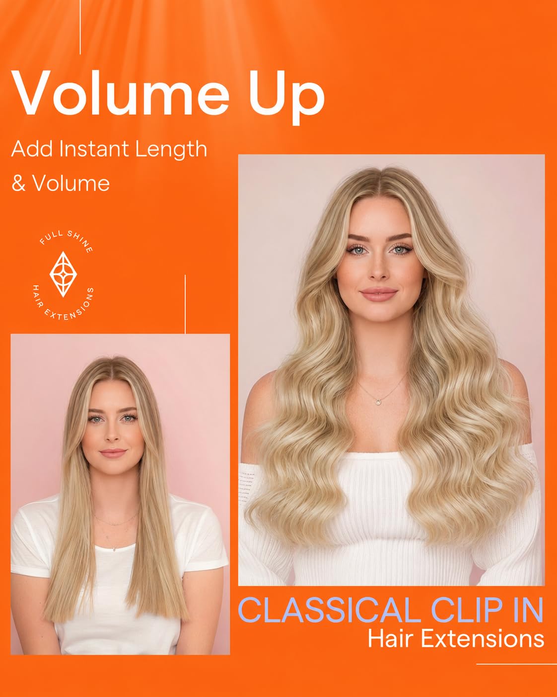 Vue latérale des extensions Full Shine de 16 pouces