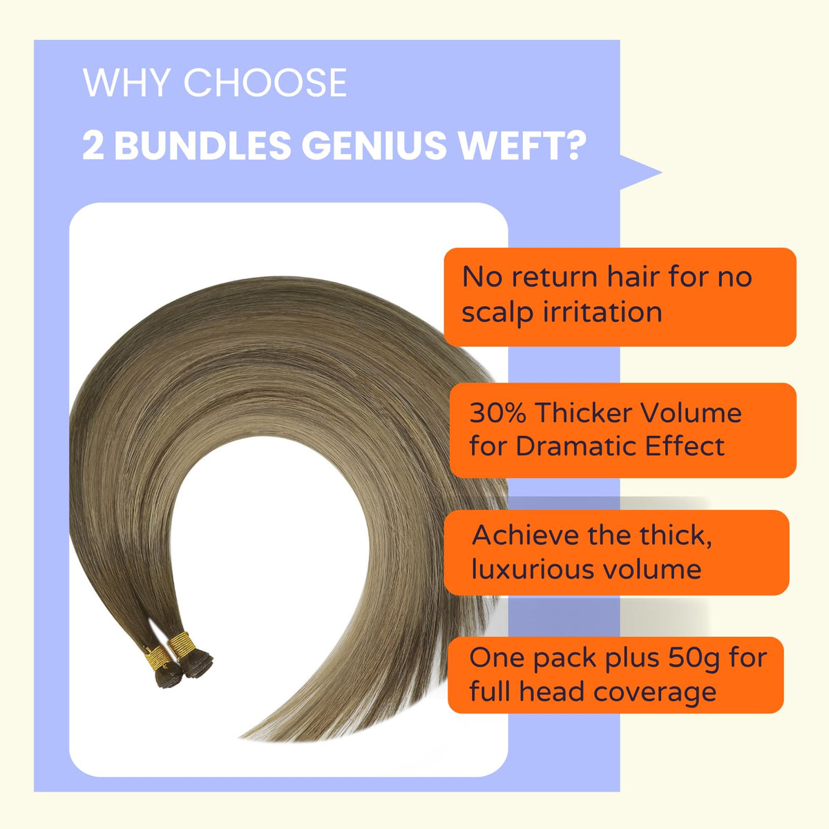 Vue latérale des extensions Full Shine en cheveux humains