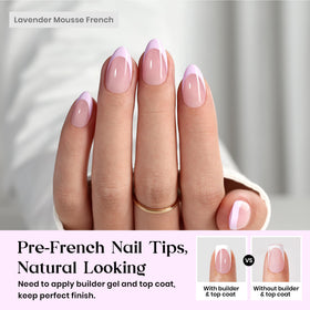 Vue latérale des faux ongles beetles Purple French Tips