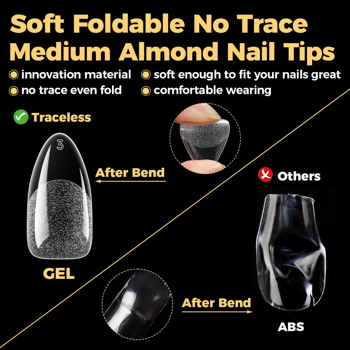 Vue latérale des tips en gel amande UNA GELLA