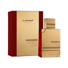 Vue latérale du flacon Amber Oud Ruby Edition Al Haramain