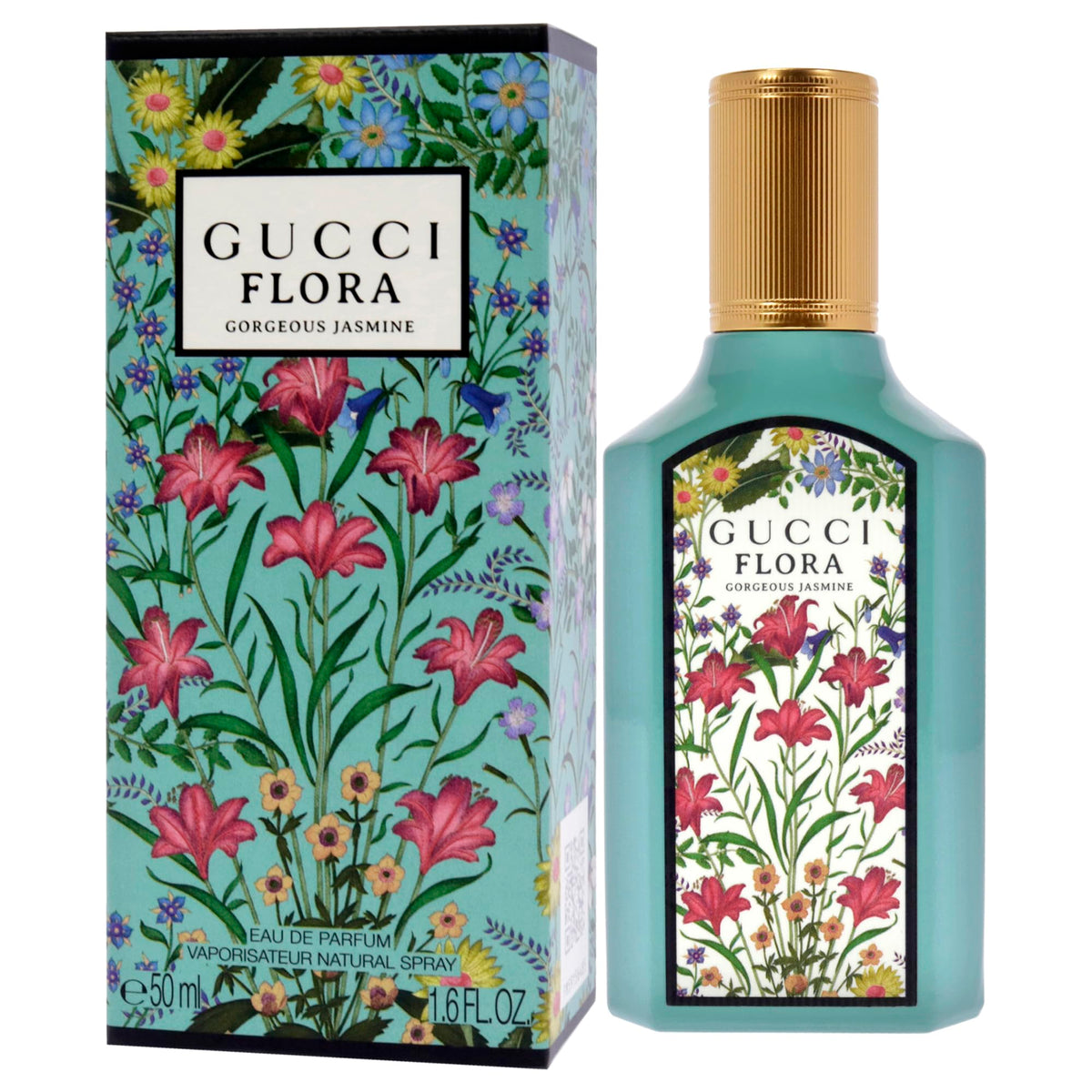 Vue latérale du flacon de Gucci Flora Gorgeous Jasmine Eau de Parfum