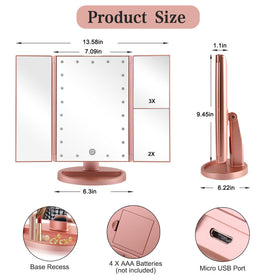 Vue latérale du miroir de maquillage Flymiro avec éclairage LED