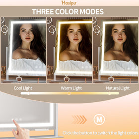 Vue latérale du miroir de maquillage Hasipu avec port USB