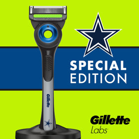 Vue latérale du rasoir Gillette NFL Cowboys Edition