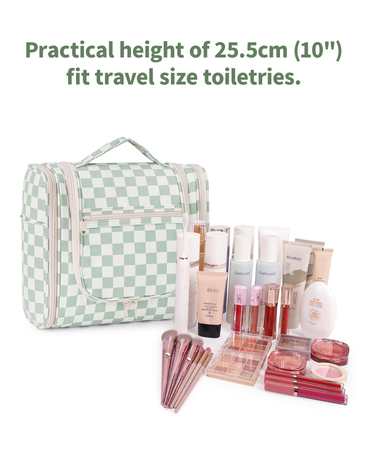 Vue latérale du sac de toilette Narwey avec poches organisées