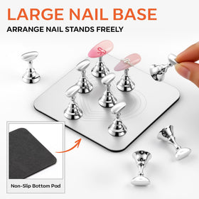 Vue latérale du support magnétique pour ongles avec 10 holders