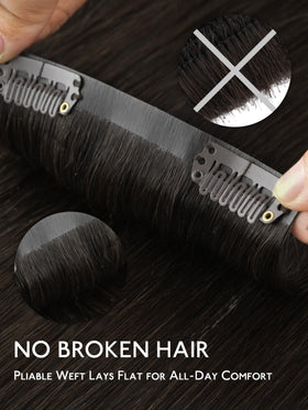Vue rapprochée de la couture PU des extensions de cheveux Wennalife