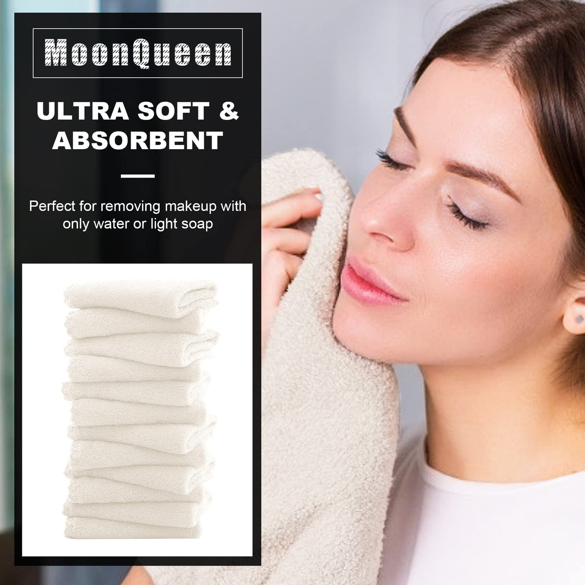 Vue rapprochée de la texture douce des serviettes MOONQUEEN