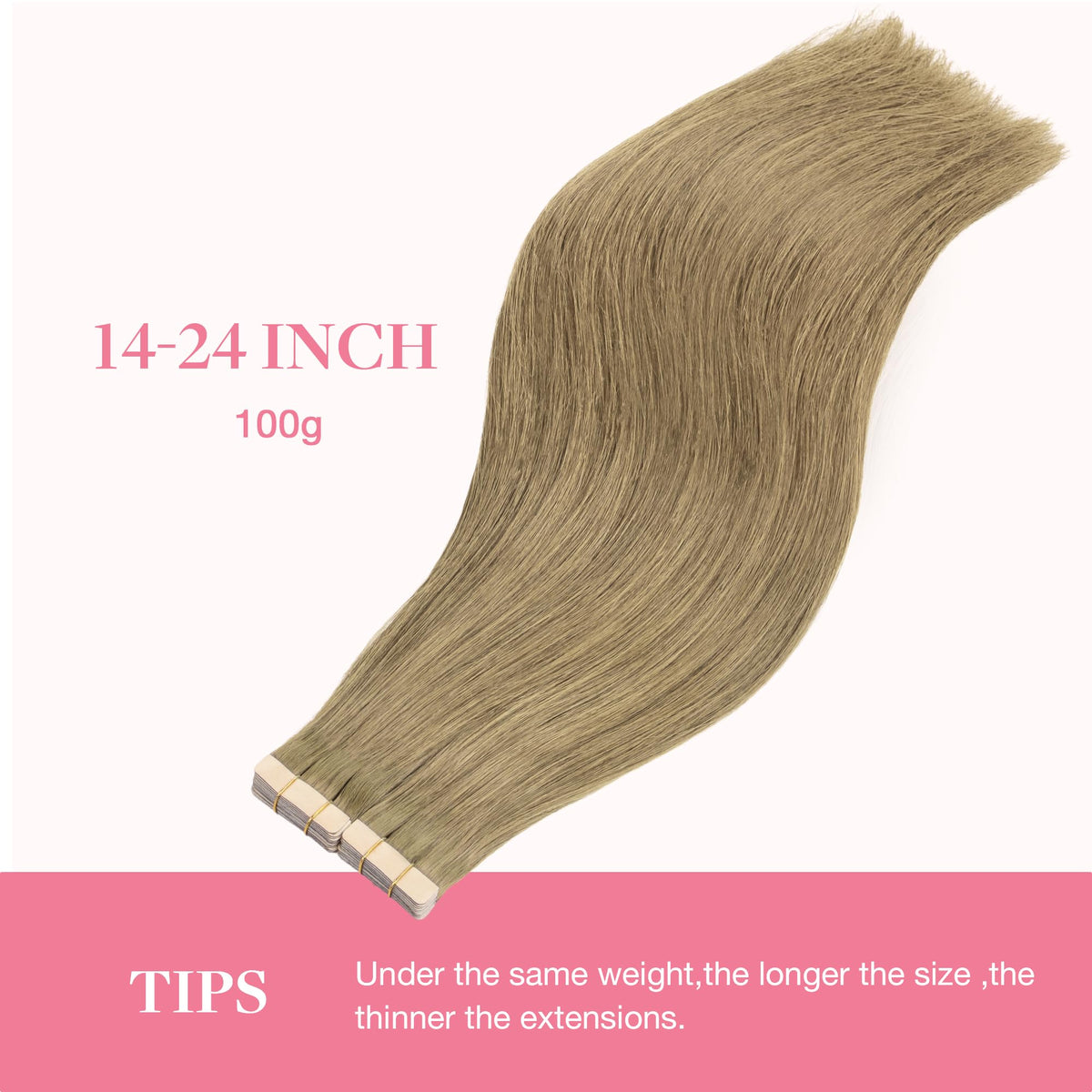 Vue rapprochée des cheveux bronde des extensions GOO GOO