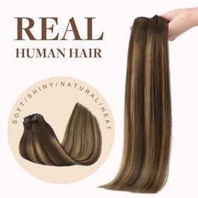 Vue rapprochée des cheveux humains des extensions GOO GOO