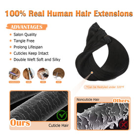 Vue rapprochée des cheveux naturels des extensions moucyo