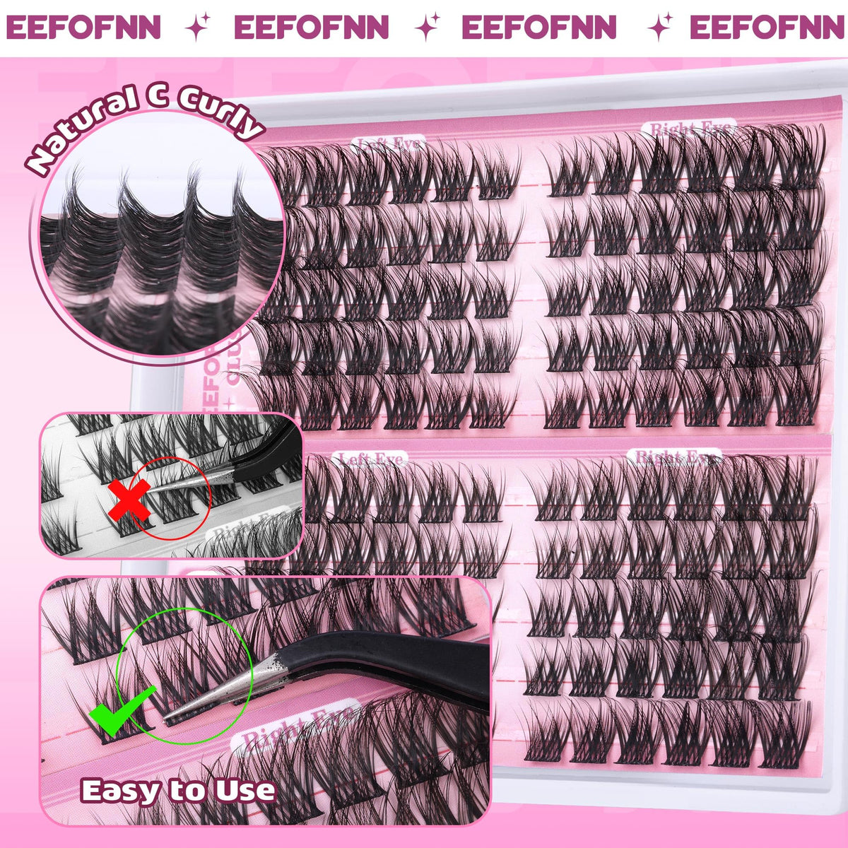 Vue rapprochée des cils Eefofnn montrant leur texture