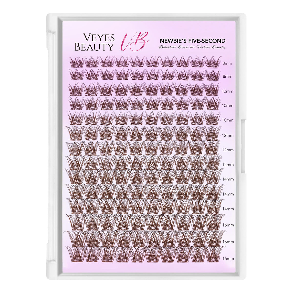 Vue rapprochée des clusters de cils 3D du kit VEYESBEAUTY
