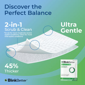 Vue rapprochée des lingettes BlinkBetter montrant la texture