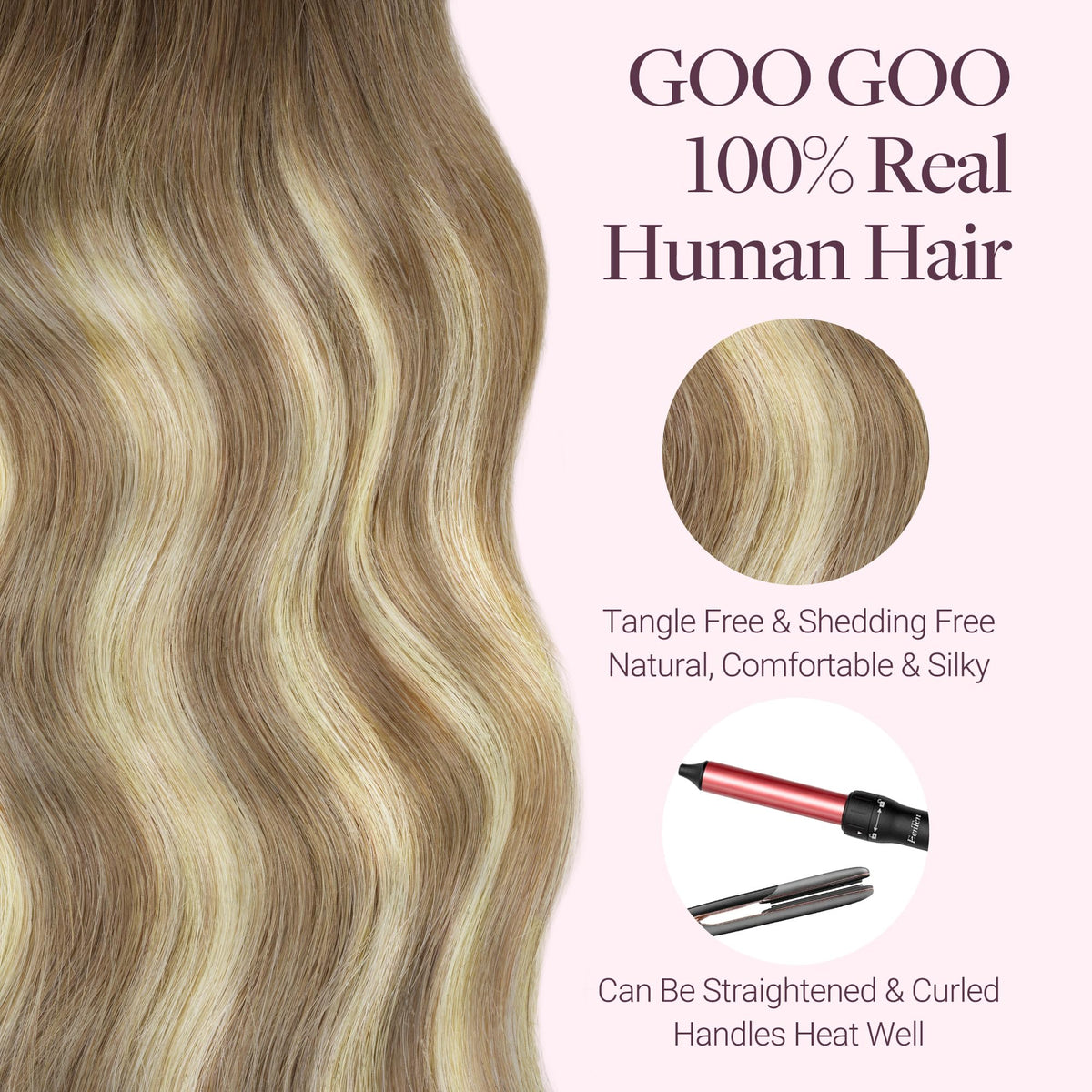Vue rapprochée des micro perles des extensions GOO GOO