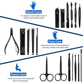 Vue rapprochée des outils en acier noir du kit Keiby Citom