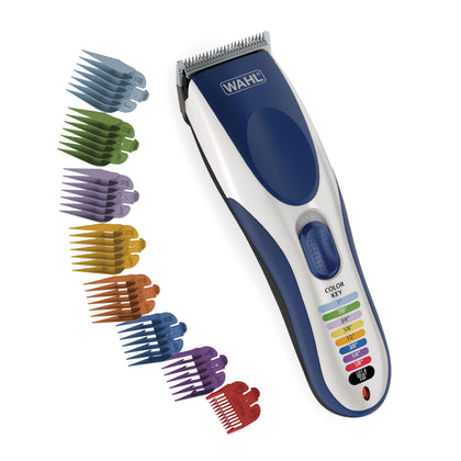 Wahl Tondeuse Color Pro sans fil vue de face avec peignes colorés