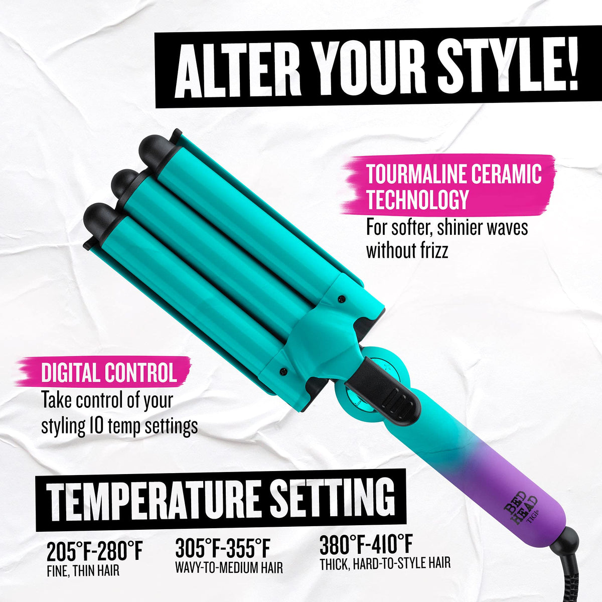 Waver Bed Head Wave Affair en utilisation pour créer des vagues
