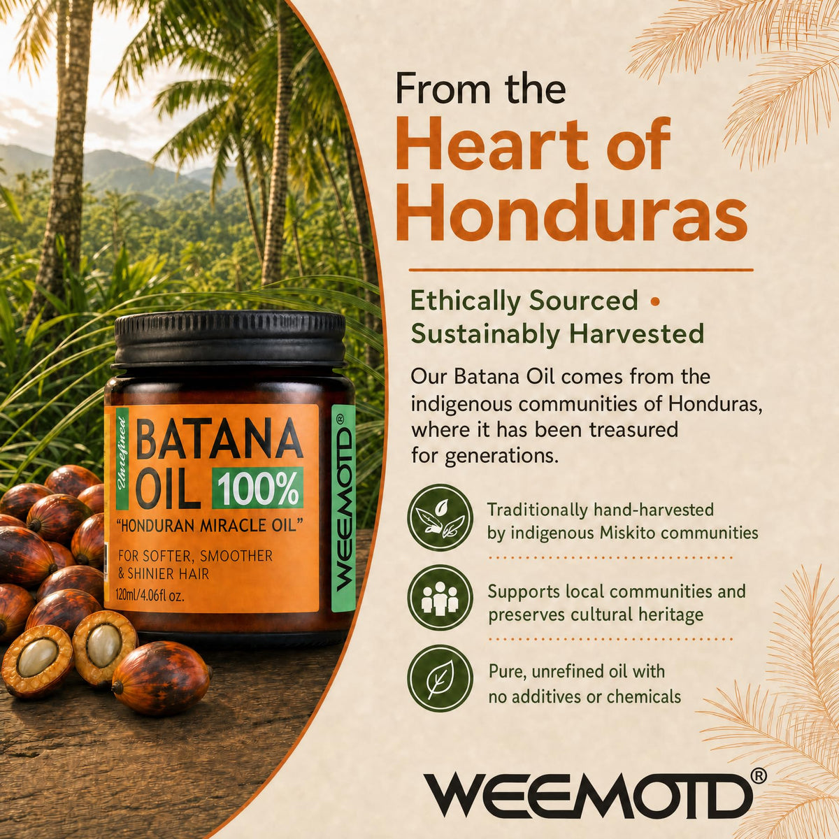 WEEMOTD Huile de Batana 100% Pure 120ml - packaging