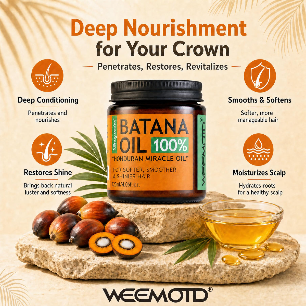 WEEMOTD Huile de Batana 100% Pure 120ml - texture de l'huile