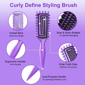 Weldilgit brosse à cheveux bouclés avec poils de sanglier vue de dos