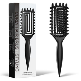 Weldilgit Brosse à Cheveux Bouclés vue de face avec poils de sanglier