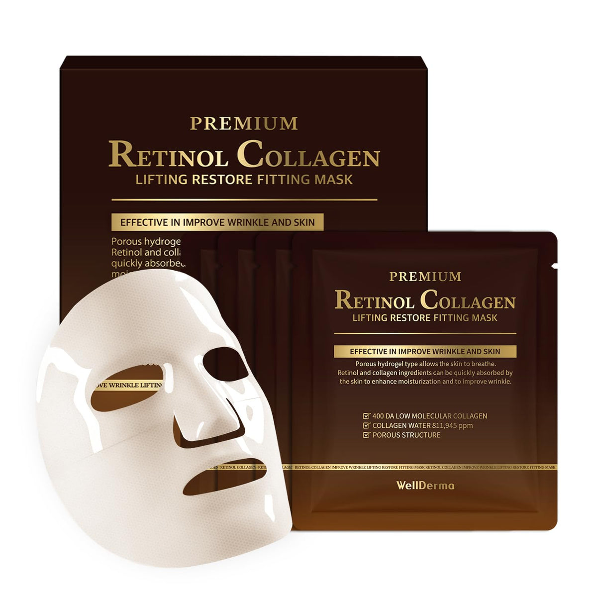 WELLDERMA Masque Hydrogel Rétinol Peptide 25g - paquet avant