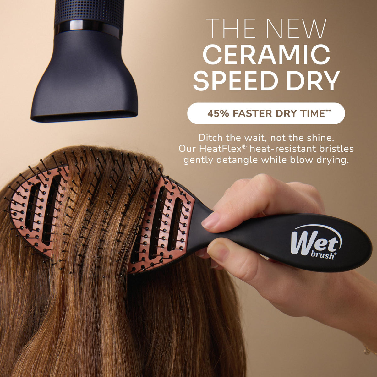 Wet Brush Ceramic Speed Dry brosse à cheveux noire avec détails des poils