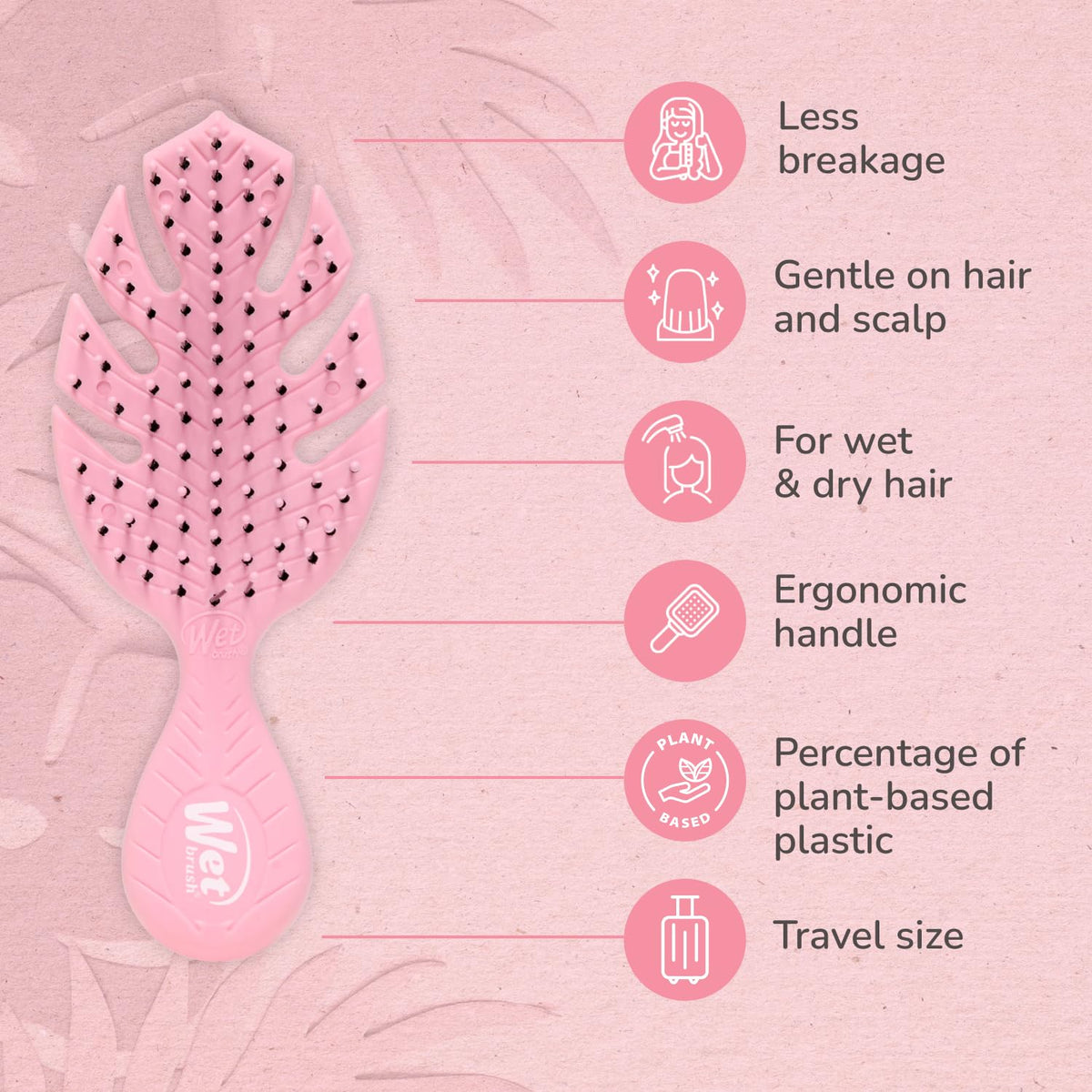 Wet Brush Go Green Mini Démêlant sur fond blanc